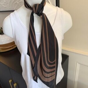 Vintage Vera Scarf - Brown and‎ black silky scarf